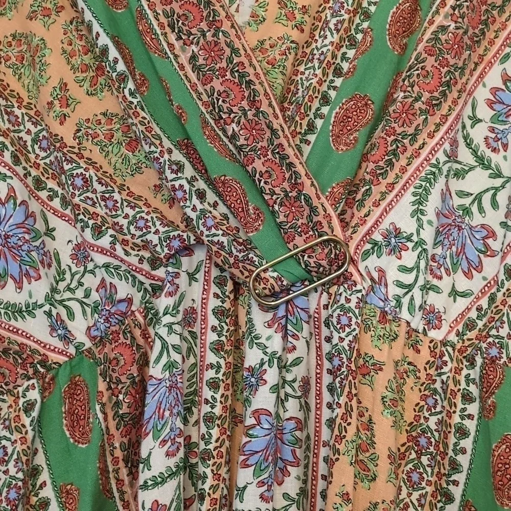 Zara Linen Blend Summer Festival jumpsuit Bohemian  romper back split vacation L
